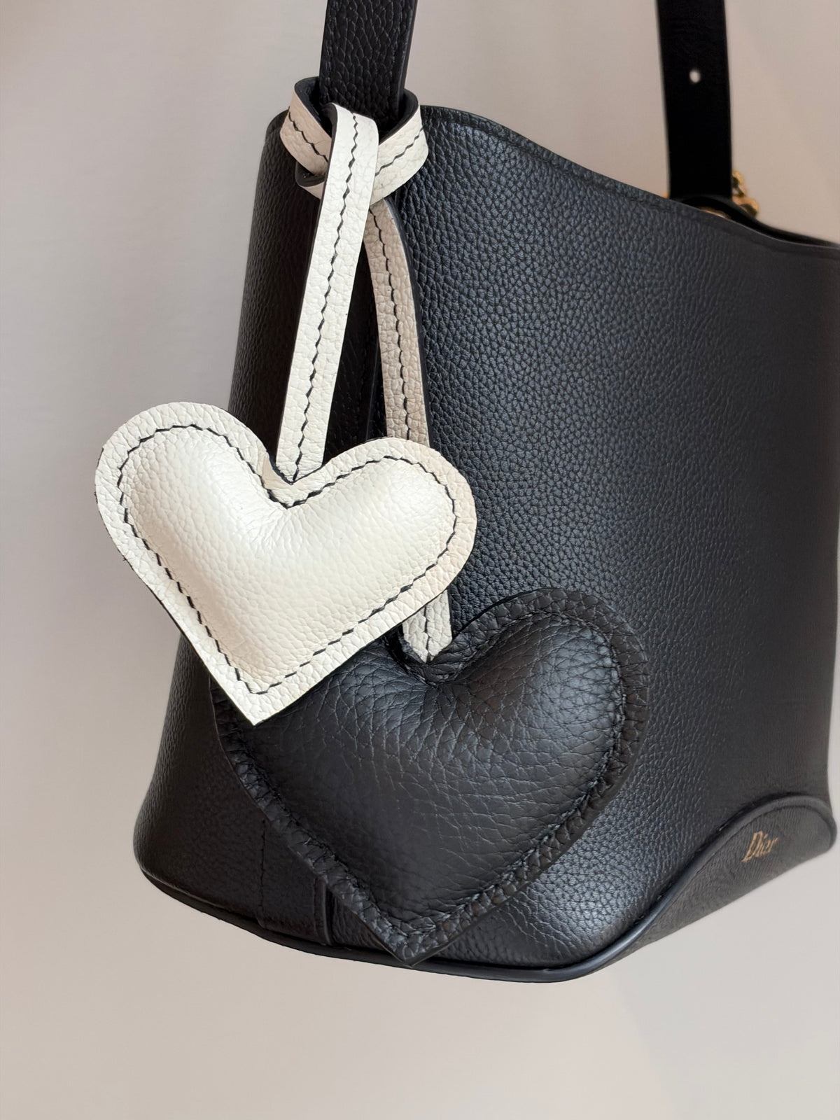 Double heart bag charm
