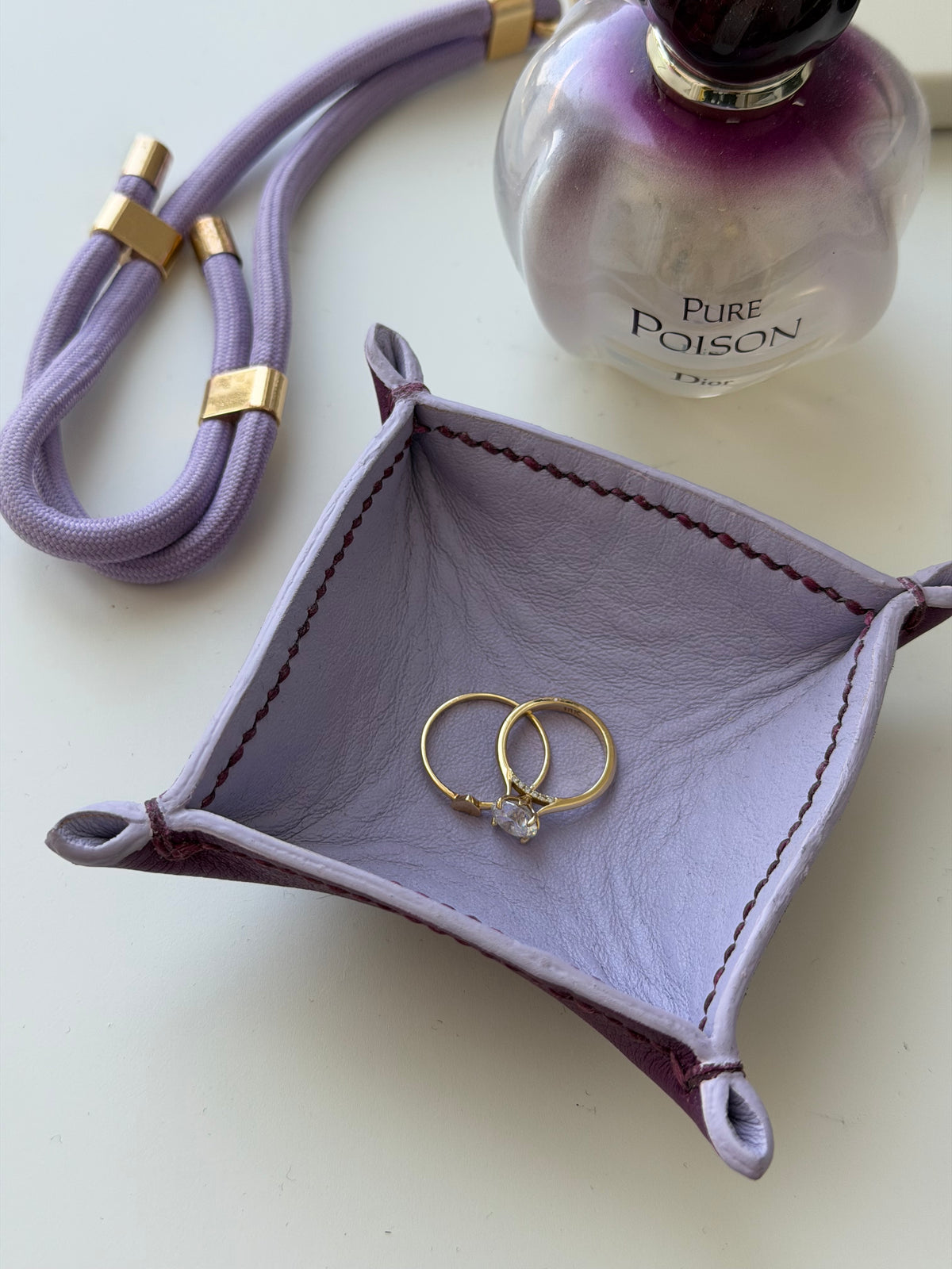 Square leather tray