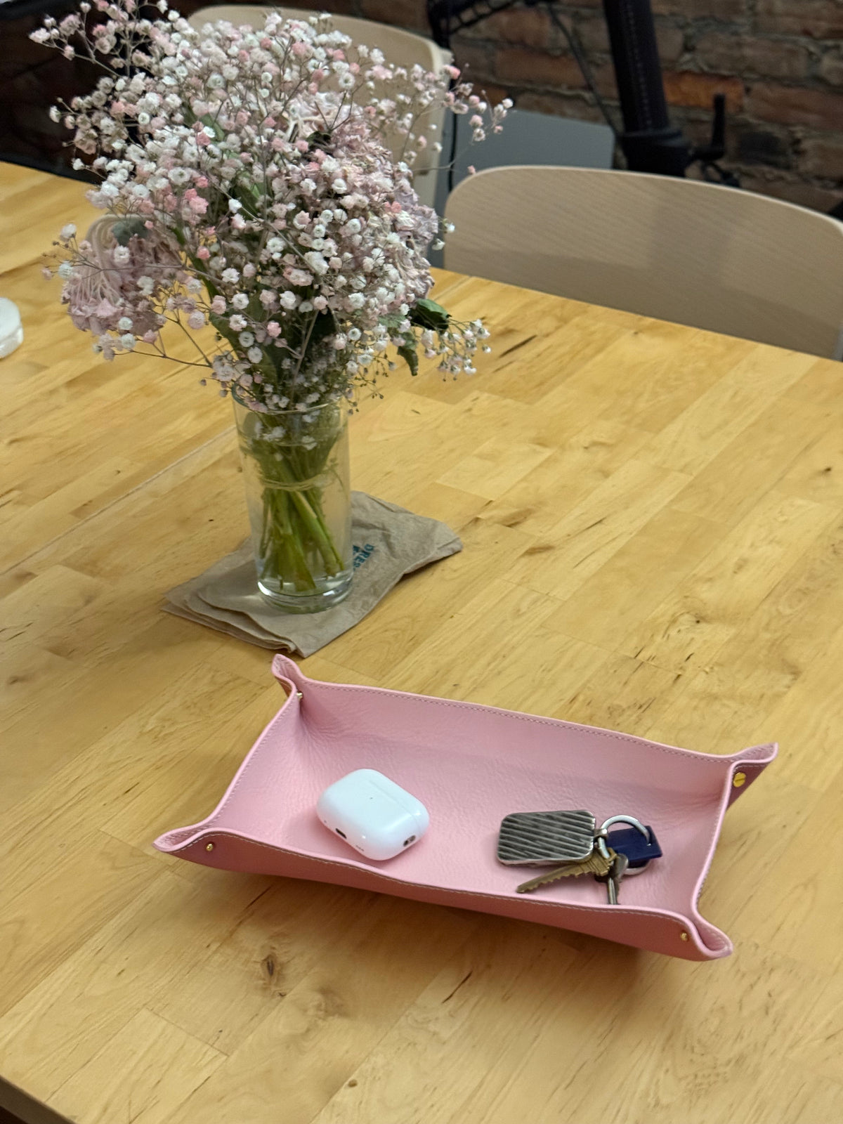 Long leather tray (medium)